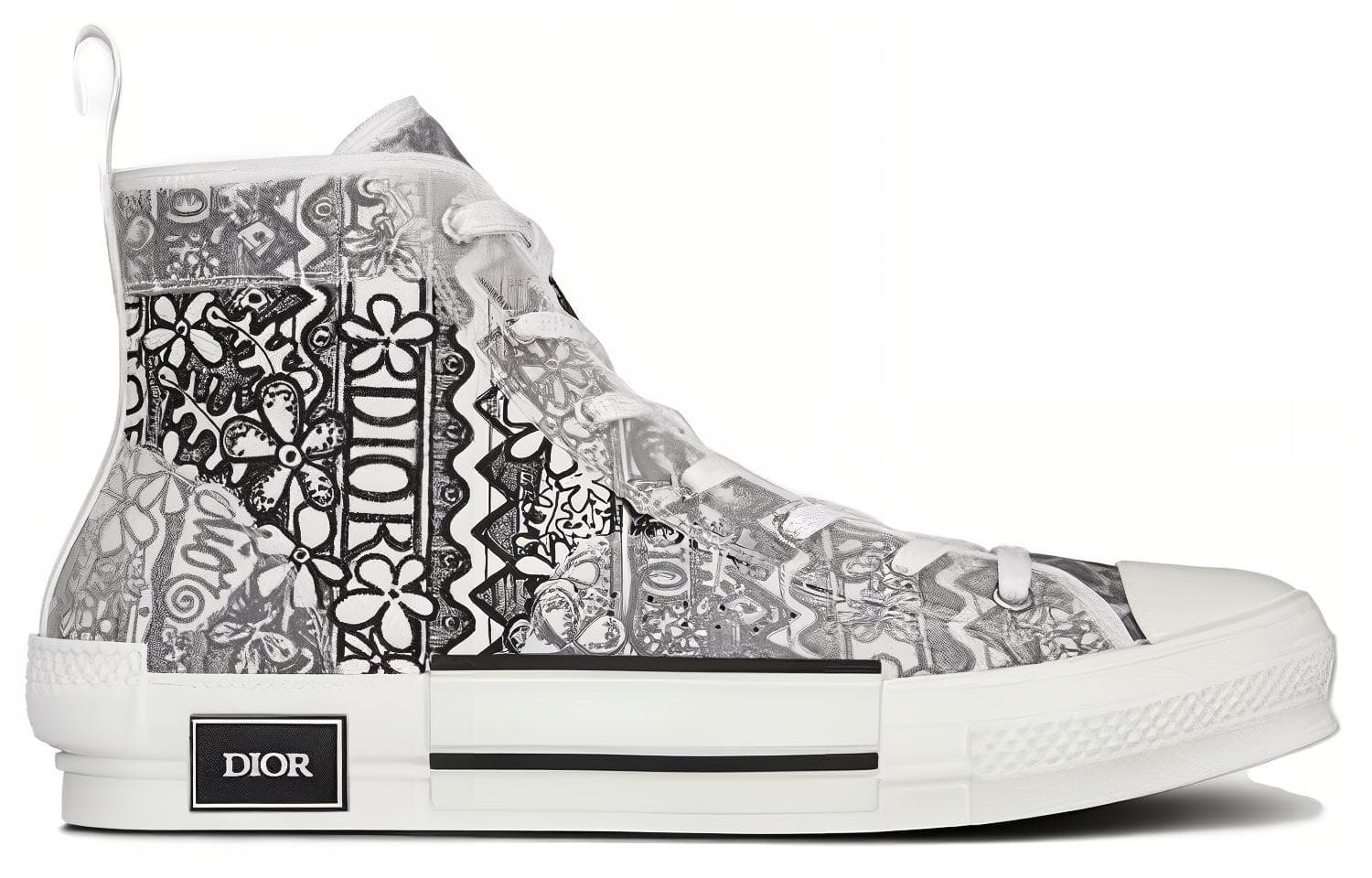 DIOR And Shawn B23 High Top Black White Embroidery 4