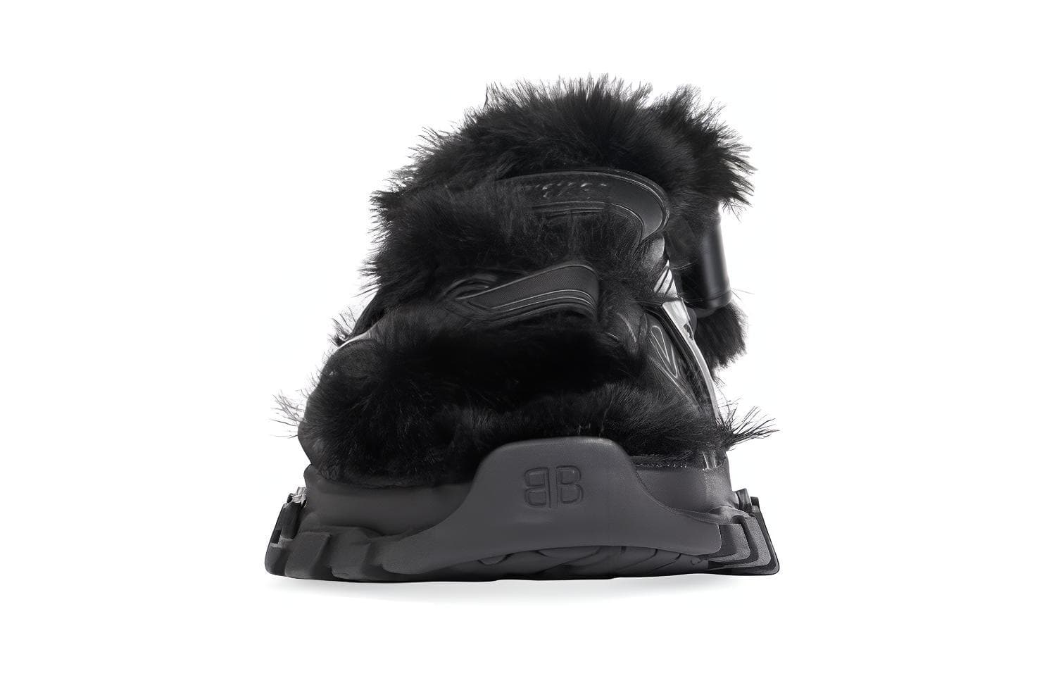 Balenciaga Track Sandal Fake Fur Black Women's 6