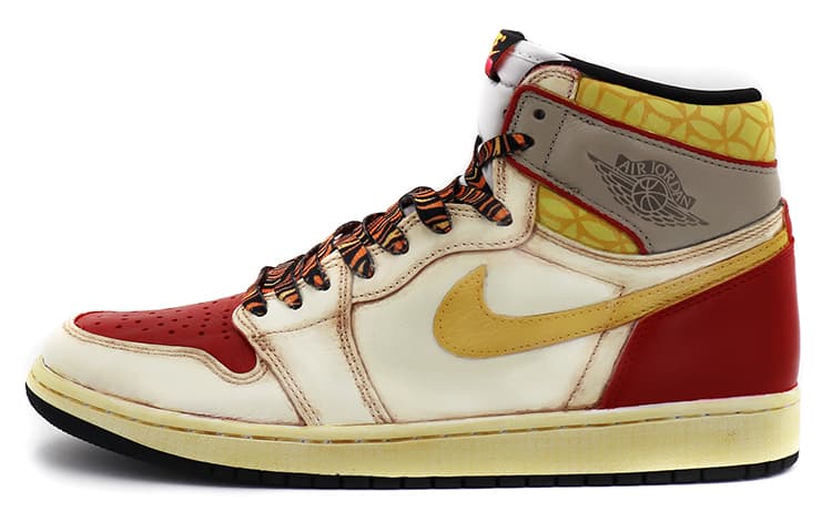 Jordan Air Jordan 1 Cushioned Slip Resistant Abrasion Resistant High Top Vintage Basketball Shoes Unisex White Red 3