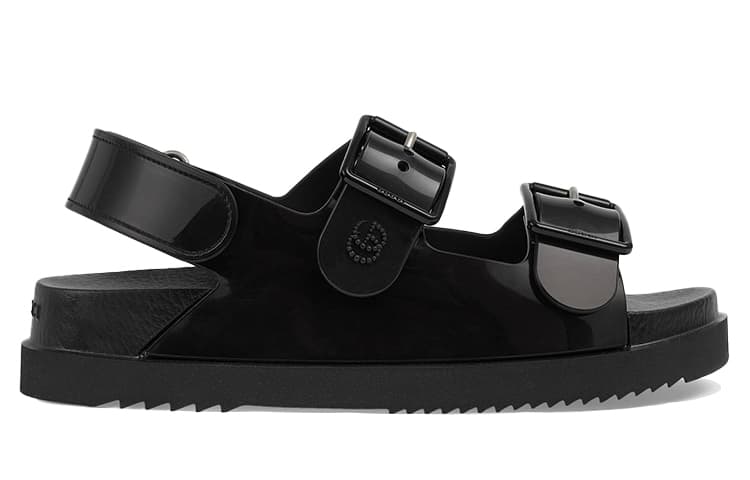 GUCCI Mini Double G Sandal Black Rubber Women's 4