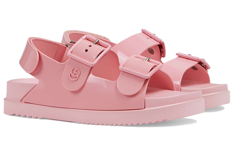 GUCCI Mini Double G Sandal Pastel Pink Rubber Women's 5