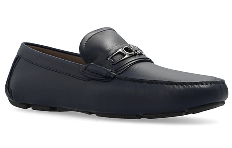 FERRAGAMO Gancini-plaque Leather Driver Shoes 2