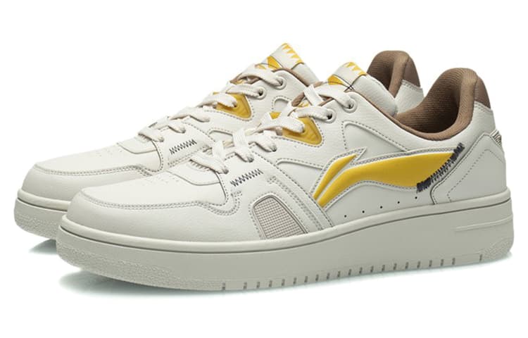 LiNing Anti-Slip Wear-Resistant Low-Top Skateboard Shoes White Yellow 6