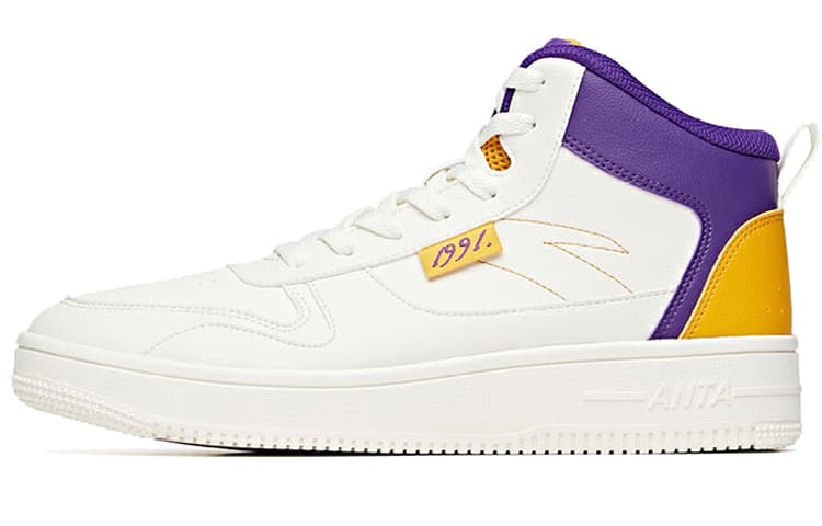 ANTA Life Collection Skateboard Shoes Men Mid-Top White Purple 2