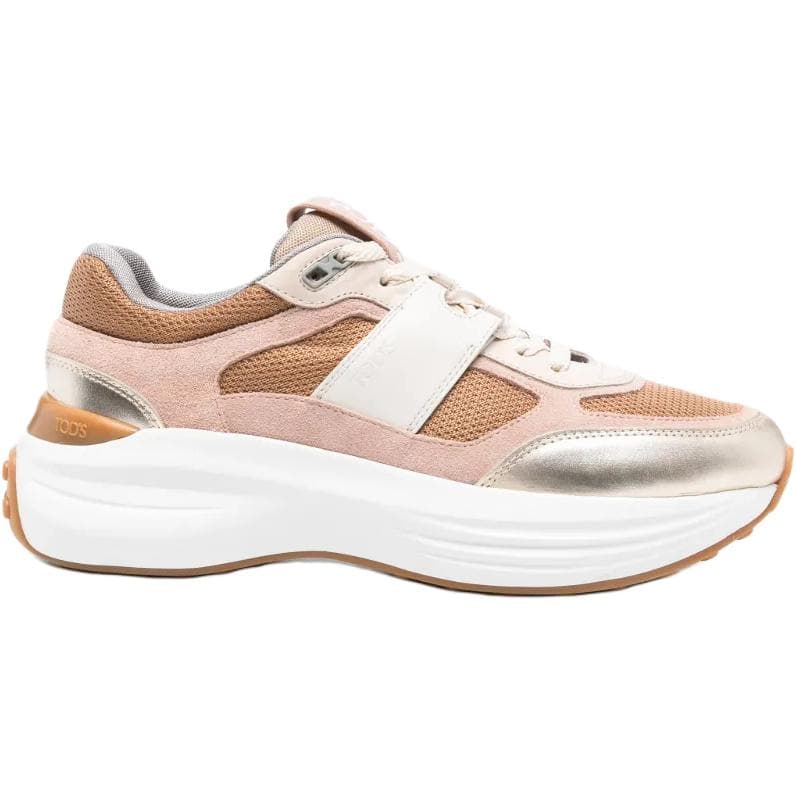 TOD'S Calfskin Round Toe Lace-Up Low-Top Casual Shoes Women's Orange 3