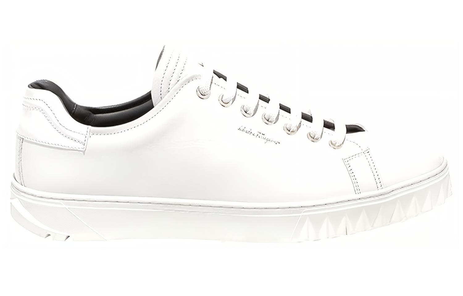 FERRAGAMO Casual Calfskin Lace-Up Sneakers Low-Top Fashion Skate Shoes Men's White 3