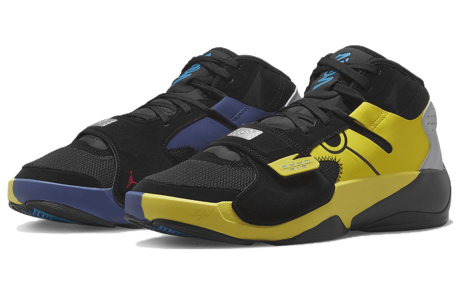 JORDAN Zion 2 Basketball Shoes Men Mid Top Black/Yellow/Blue/Silver 6