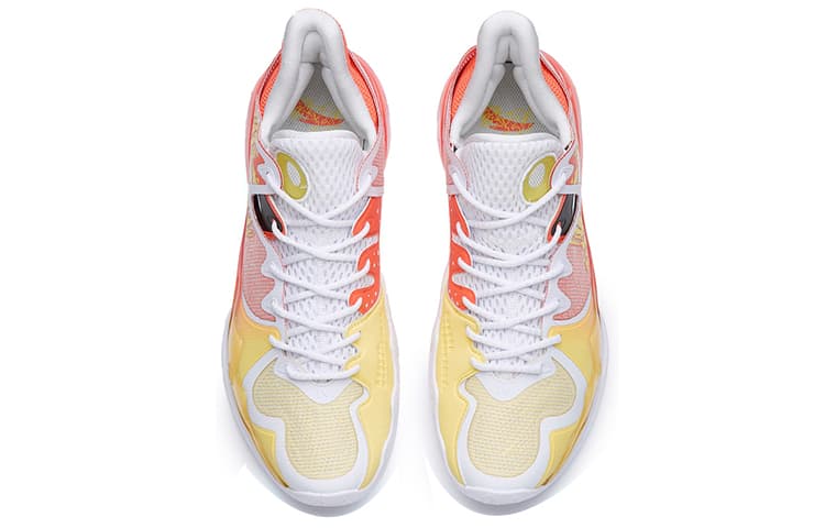 ANTA Shock Wave 4 Basketball Shoes Men Low-Top Orange/Yellow White 5