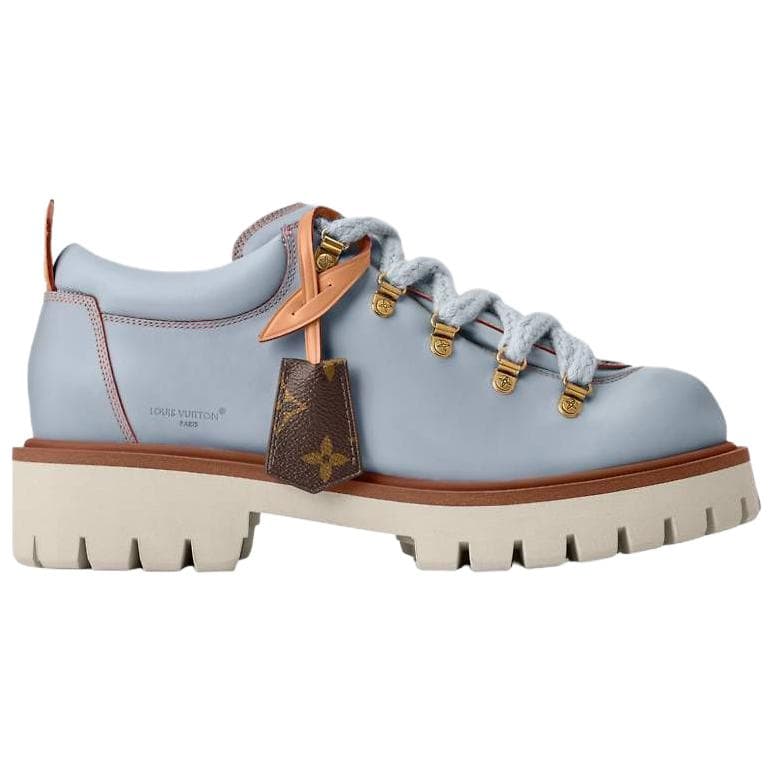 LOUIS VUITTON x Nigo Collaboration REMIX FW25 Calfskin Leather Round Toe Lace-Up Hiking Derby Shoes Casual Shoes Men's Grey Blue 3