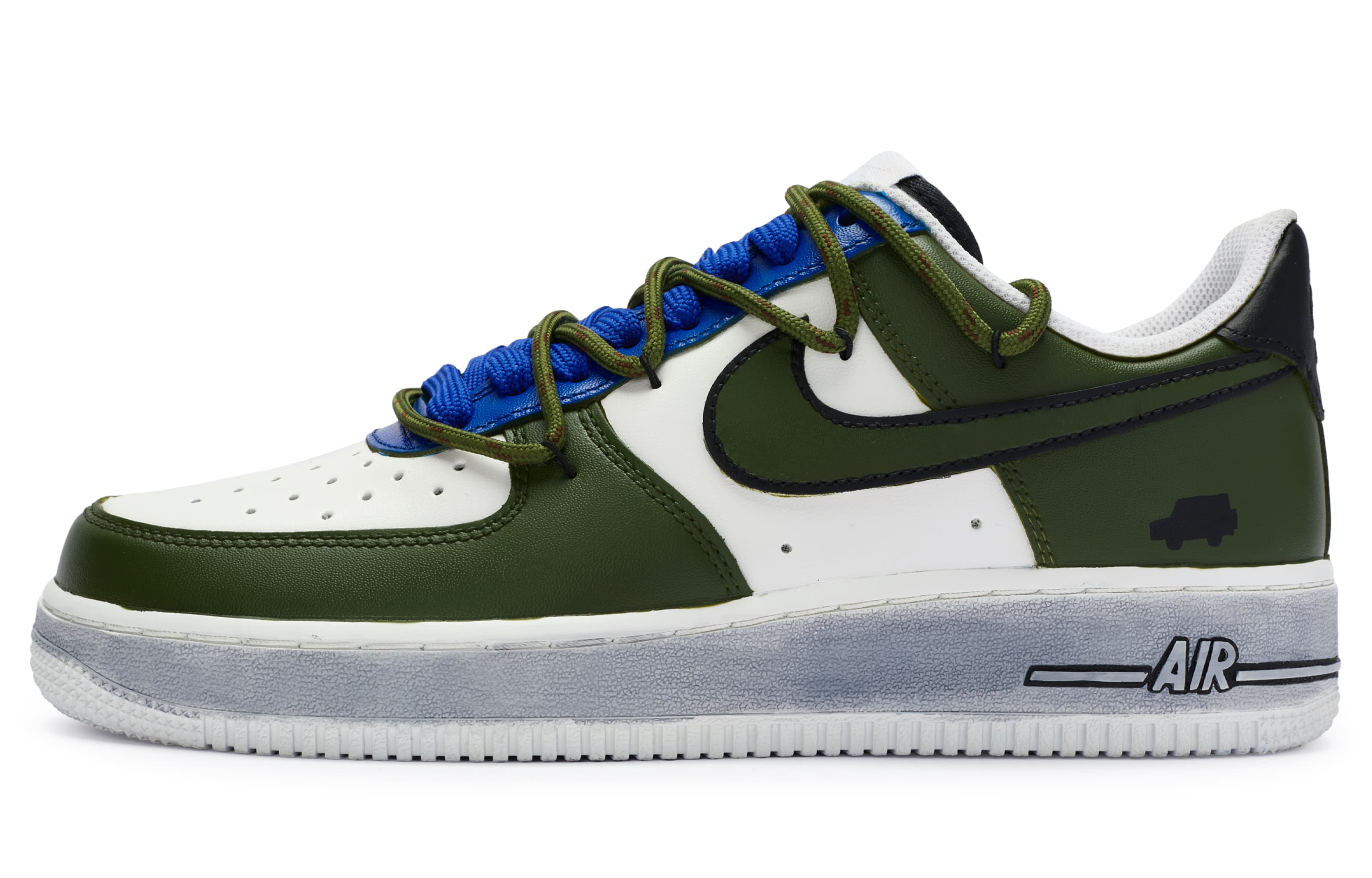 Nike Air Force 1 Low Top Skateboard Shoes Men's Army Green White 2