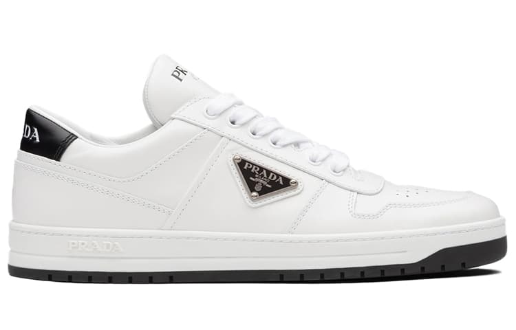 PRADA Downtown Perforated Leather Sneakers 'White Black' Women's 4