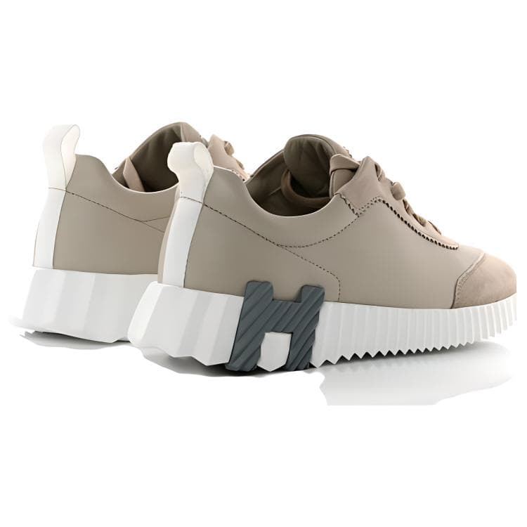 HERMES Bouncing Casual Shoes Men Low-Top Beige 6