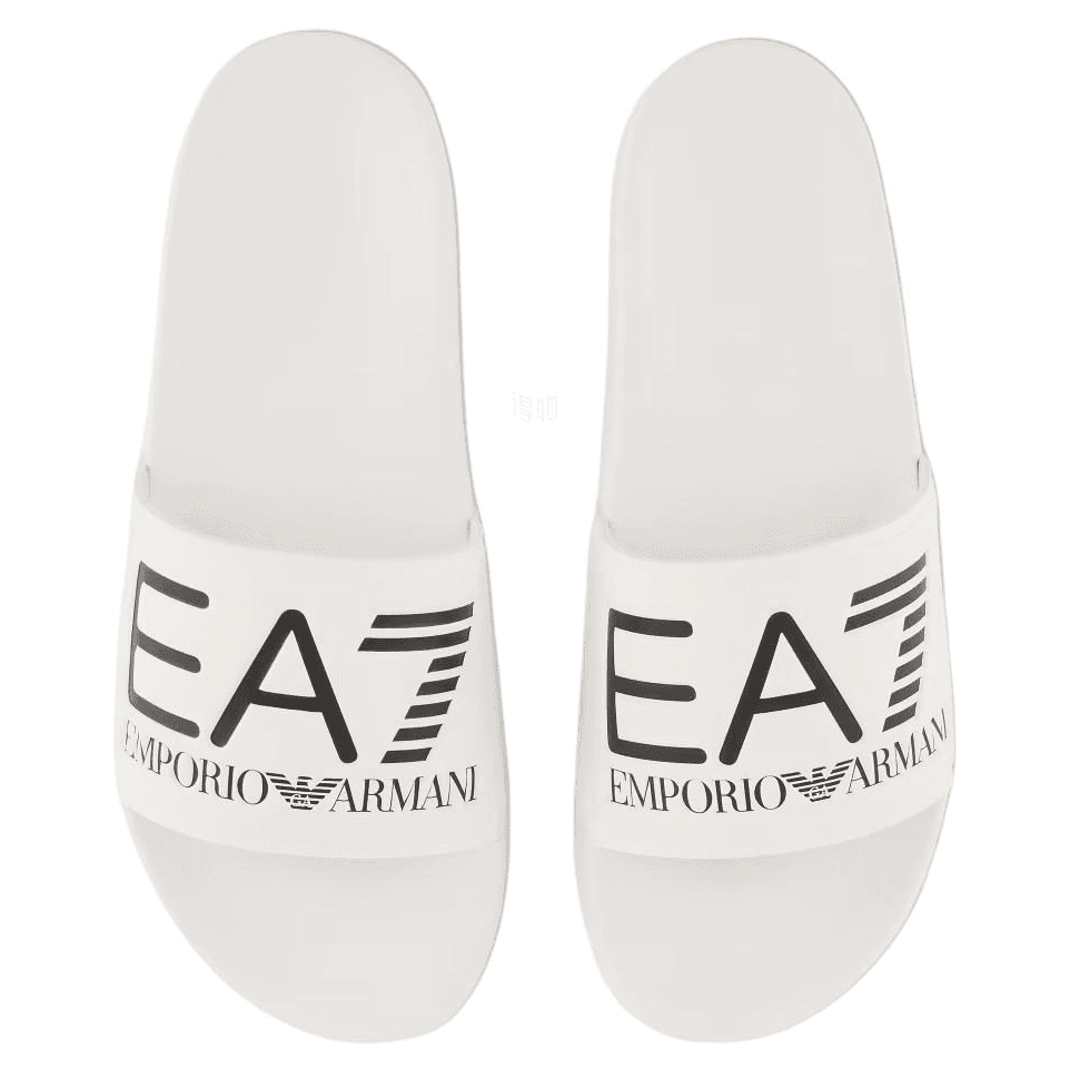 EMPORIO ARMANI EA7 Flat Open-Toe Slide Sandals Unisex White 5
