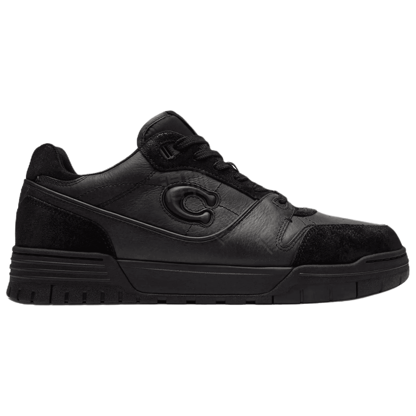 COACH Soho Leather Round Toe Lace-Up Low-Top Skate Shoes Men's Black 4