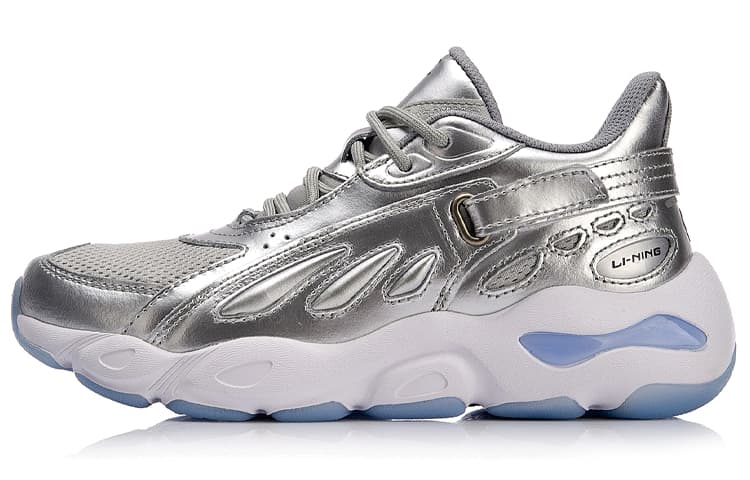 LiNing Chunky Sneakers Women's Low-Top Silver/Gray 2