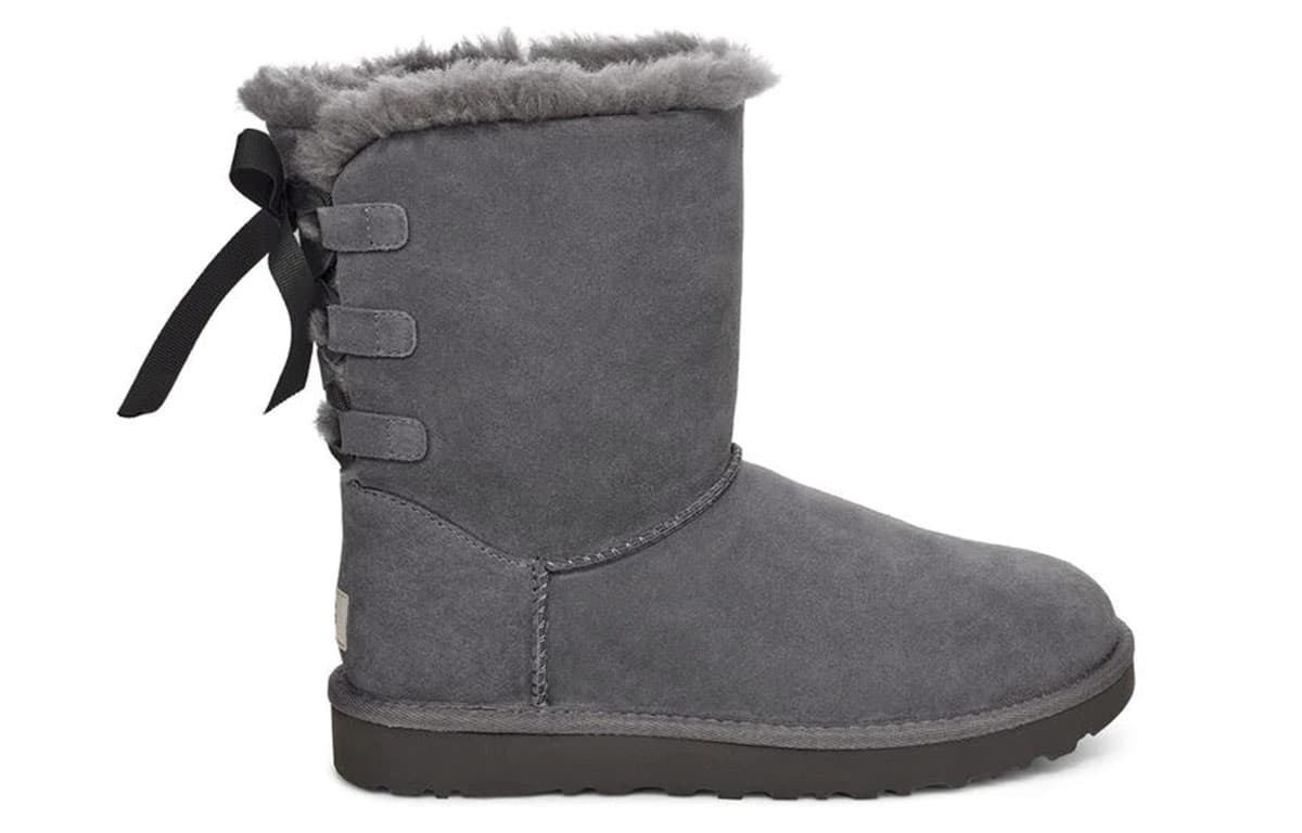 UGG Short Bow Stiefel Fleece Lined Gray Women's 4