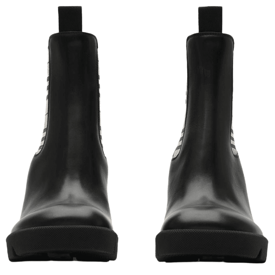 Burberry Stride Leather Round Toe Slip-On Short Chelsea Boots 8.5cm Women's Black 6