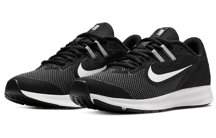 Nike Downshifter 9 Anti-Slip Wear-Resistant Low-Top Kids' Running Shoes Black White Teenagers 5