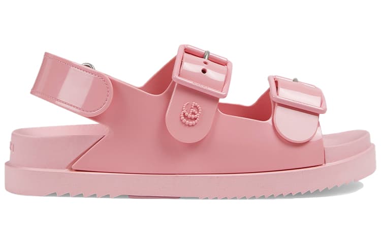 GUCCI Mini Double G Sandal Pastel Pink Rubber Women's 4
