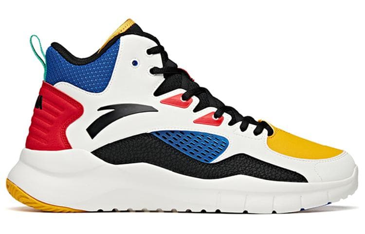 ANTA Basketball Collection Basketball Shoes Men High-Top Ivory White Black/University Red/Blue Yellow 3