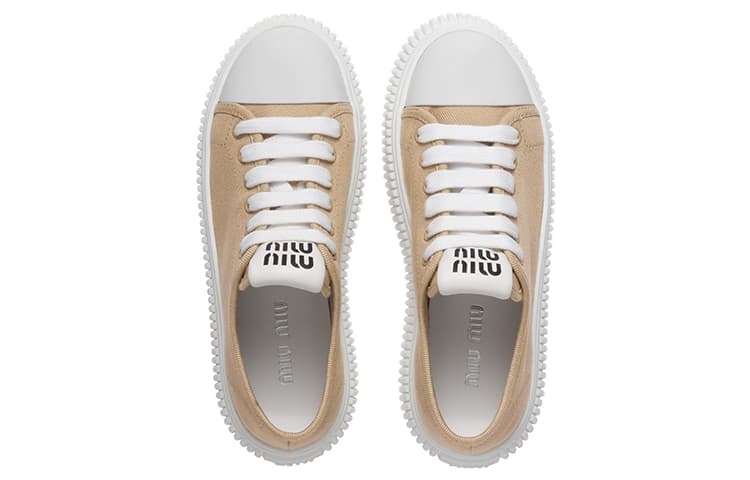 MIU MIU Low Top Stylish Skateboarding Shoes Women's Beige 5