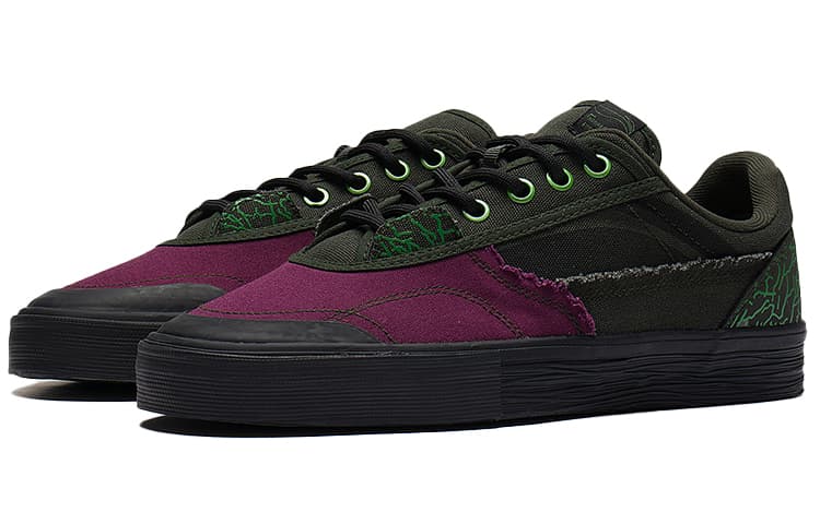 MARVEL x LiNing 50/50 Low Top Skateboard Shoes Men's Green Purple 5