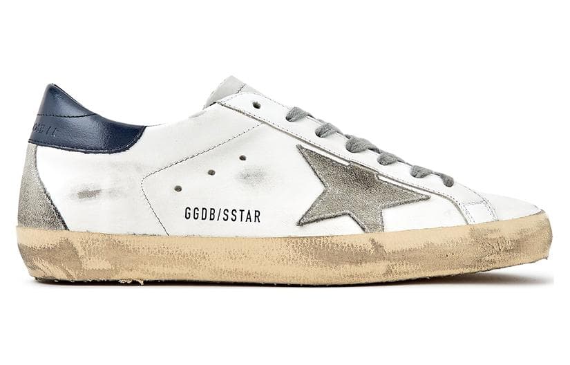 Golden Goose Super-Star White Royal Blue Grey Suede Patch 3