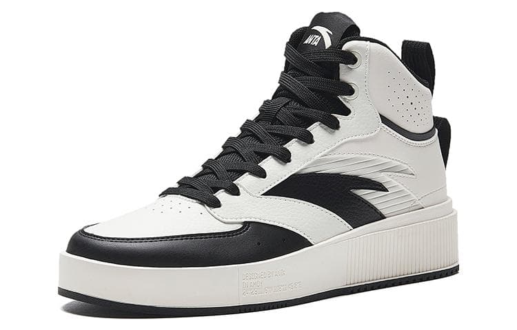 Anta Milk Lid 2 Anti-Slip Wear-Resistant Mid-Top Skateboard Shoes Women's White Black 4