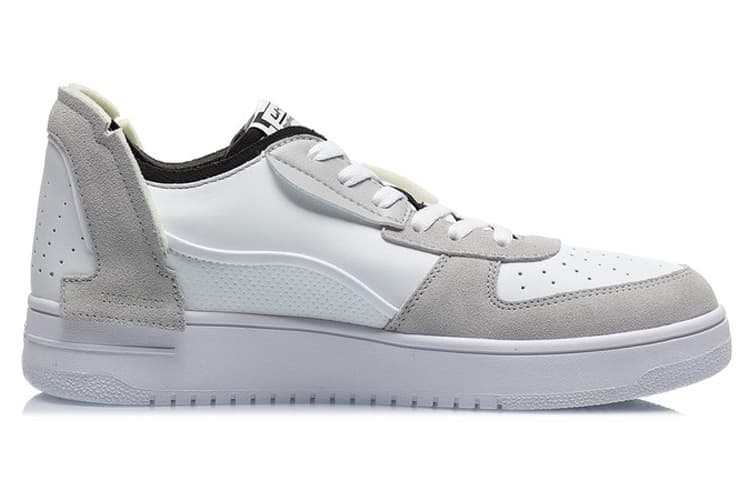 LINING CF Skateboard Shoes Men Low-Top White Gray Black 4
