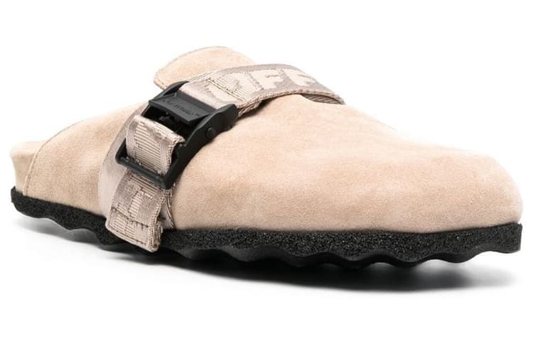 OFF WHITE Suede Industrial Belt Sabot Sand Women's 3