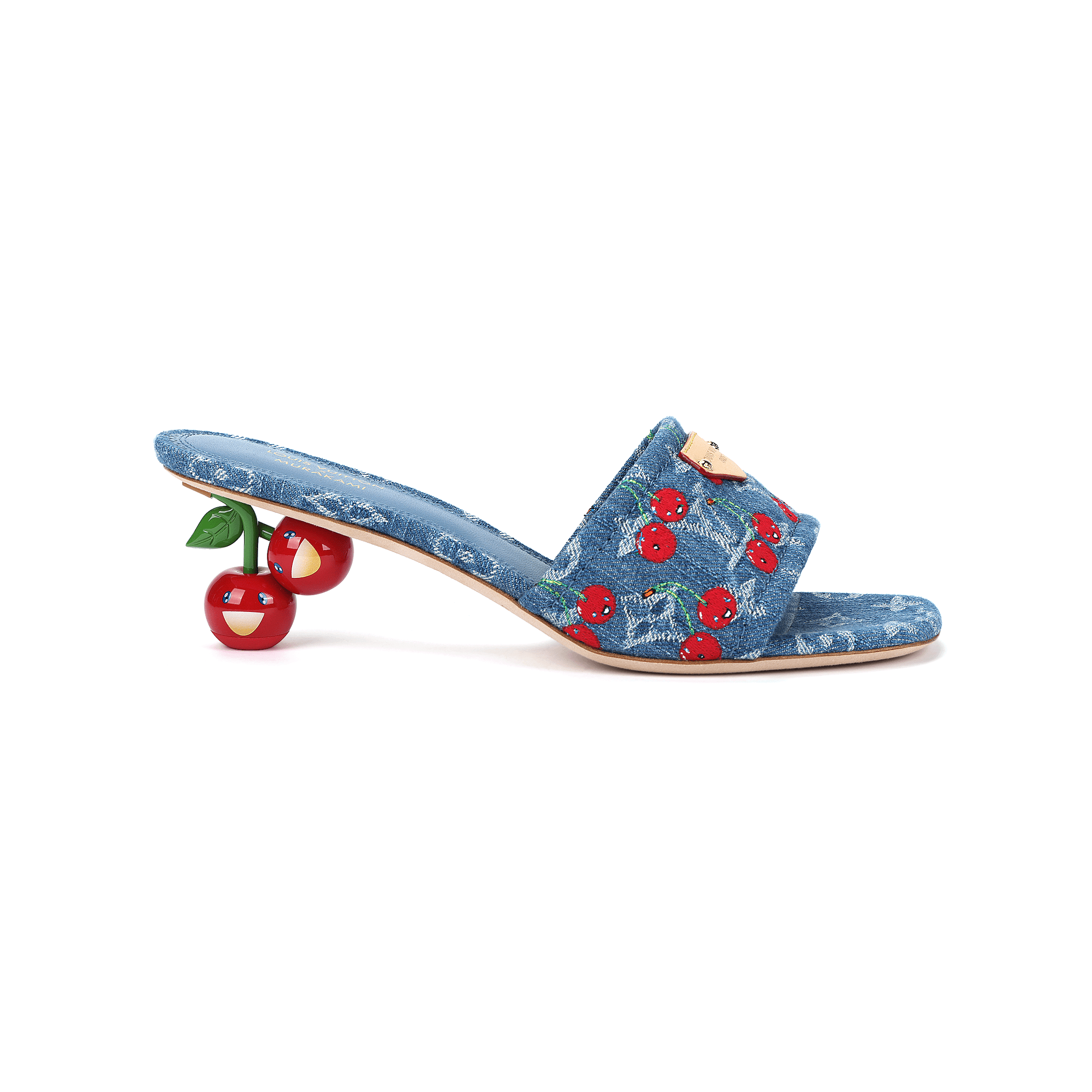 Takashi Murakami x LOUIS VUITTON Lily Cherry Series Open-Toe Slide Sandals 5.5cm Women's Blue 3