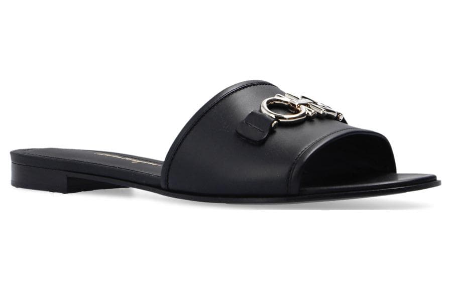 FERRAGAMO GANCINI Slip-Resistant Slide Slippers Women's Black 4