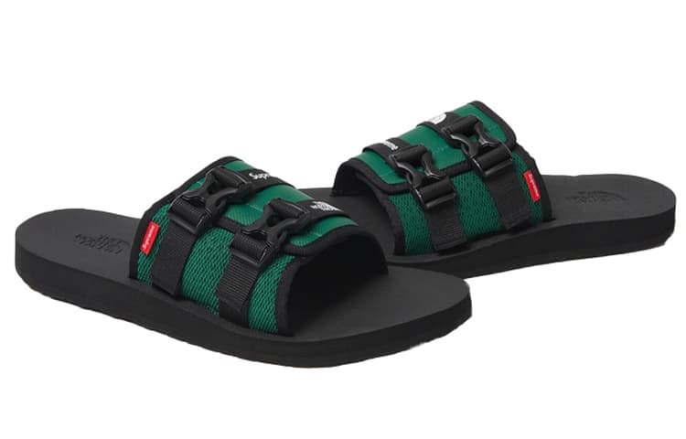 THE NORTH FACE X Supreme Trekking Base Camp Strap Slides 'Black Green' 6