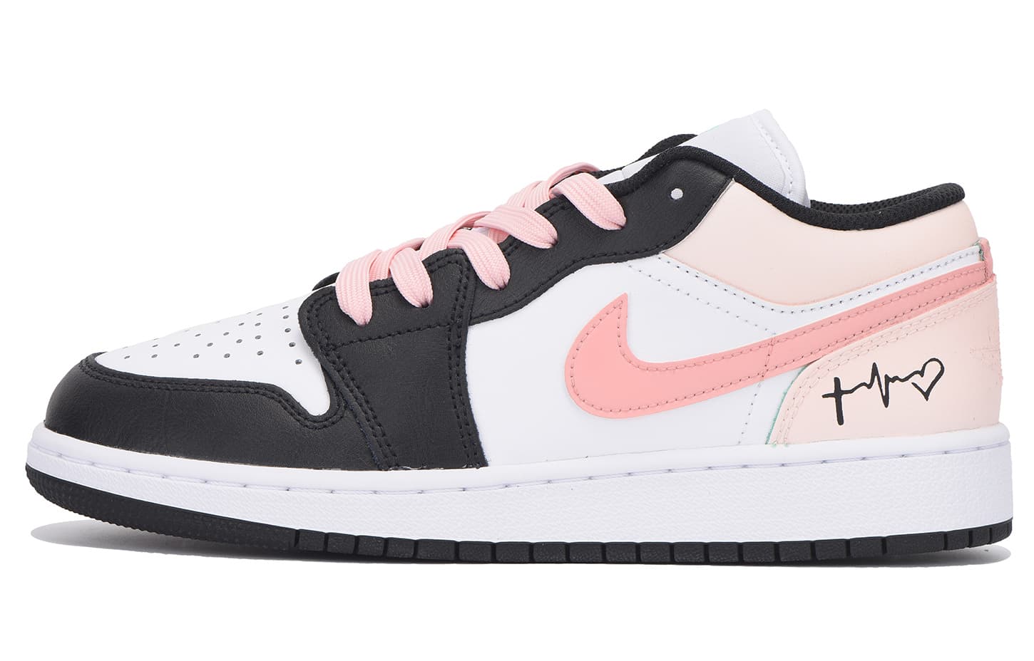 [Custom Sneakers] Jordan Air Jordan 1 Comfortable Versatile Wear-Resistant Low-Cut Retro Basketball Shoes Women's Black Pink