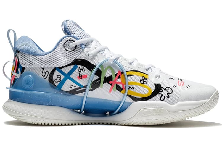LiNing Speed 8 Cushioned Slip Resistant Abrasion Resistant Low Top Performance Basketball Shoes Men's White Blue 3