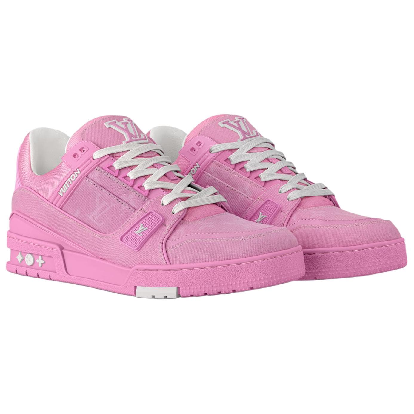 LOUIS VUITTON Trainer Flat Round Toe Low-Top Skate Shoes Men's Pink 4