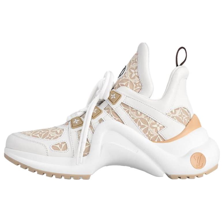LOUIS VUITTON Archlight Jacquard Round Toe Lace-Up Low-Top Dad Shoes Women's Beige