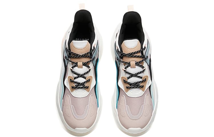 ANTA Chunky Sneakers Women's Low Top Lotus Gray/Ivory White/Black 5