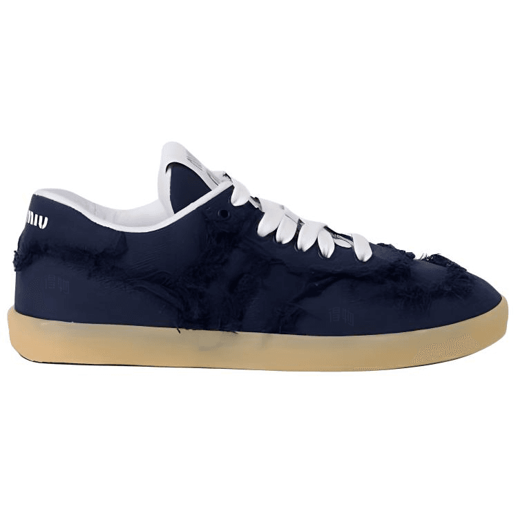 MIU MIU Round Toe Lace-Up Low-Top Sneakers Women's Blue 3