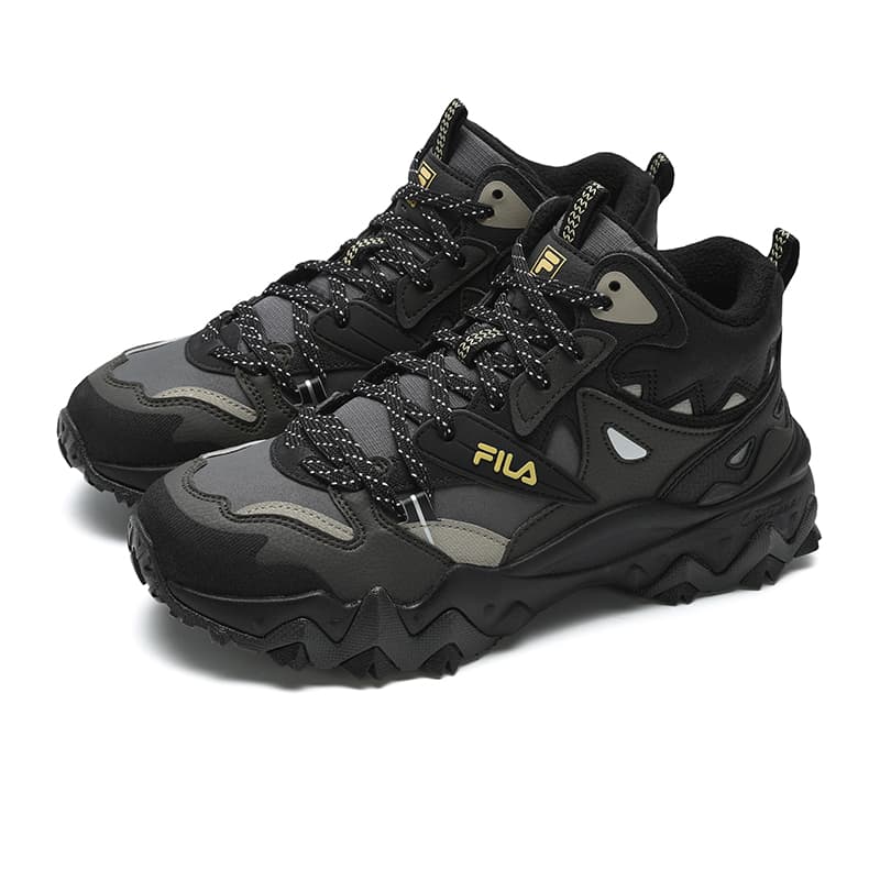 FILA Oakmont 2 MID WE Comfortable Versatile Fleece Mid-Top Casual Shoes Women's Black/Dark Green Black 5