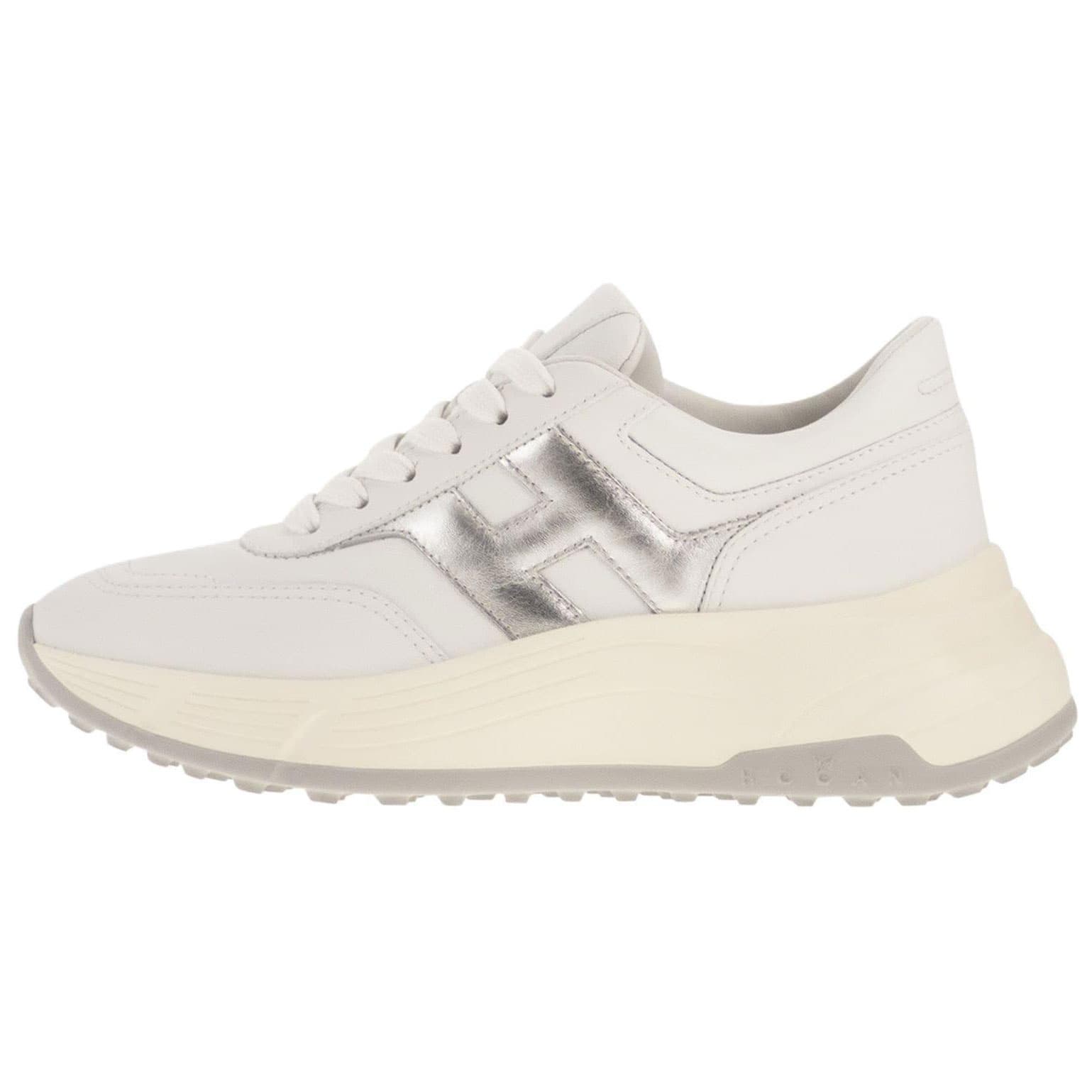 HOGAN Hi-fi Leather Lace-Up Round Toe Low-Top Casual Shoes Women's White 2