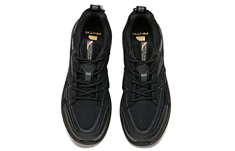 Anta Life Collection Cushioning Wear-Resistant Low-Top Skateboard Shoes Men's Black Gold 6