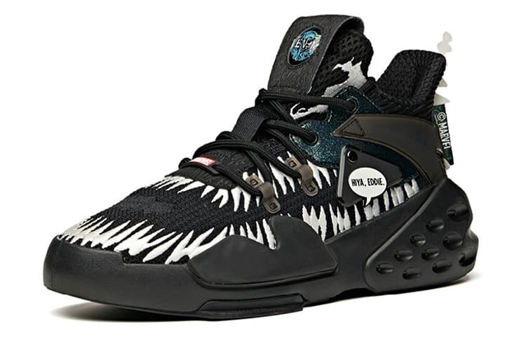 MARVEL Anta Bastard Slip-Resistant Cushioning Mid-Top Skateboard Shoes Black 3