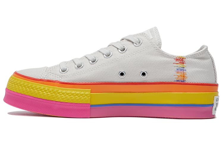 Chuck Taylor All Star Women's Converse Lift Low 'Rainbow Vintage White' Women's
