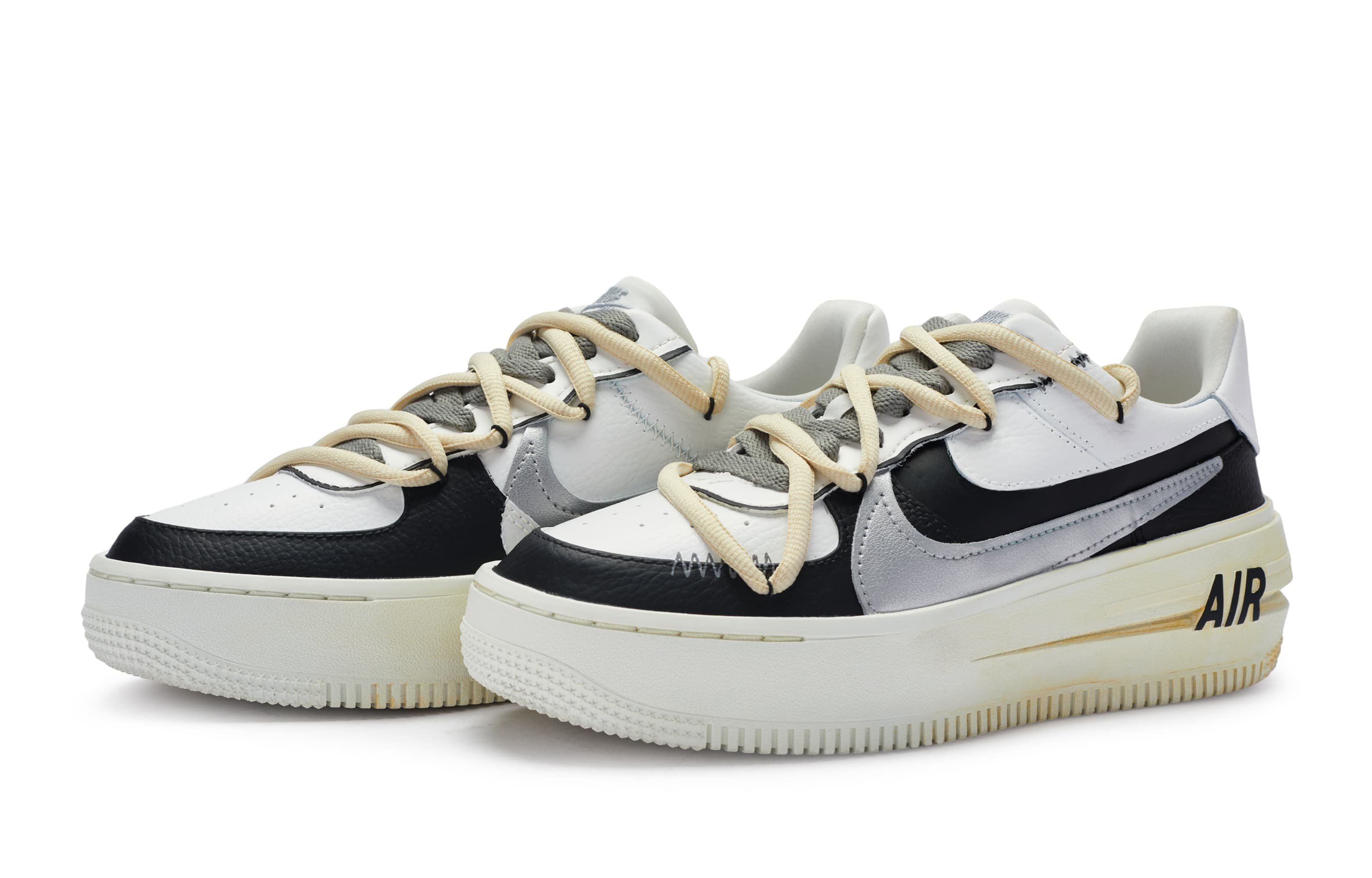 Nike Air Force 1 811 Manufactured Misty Low-Top Skateboard Shoes Women's Black White Silver 6