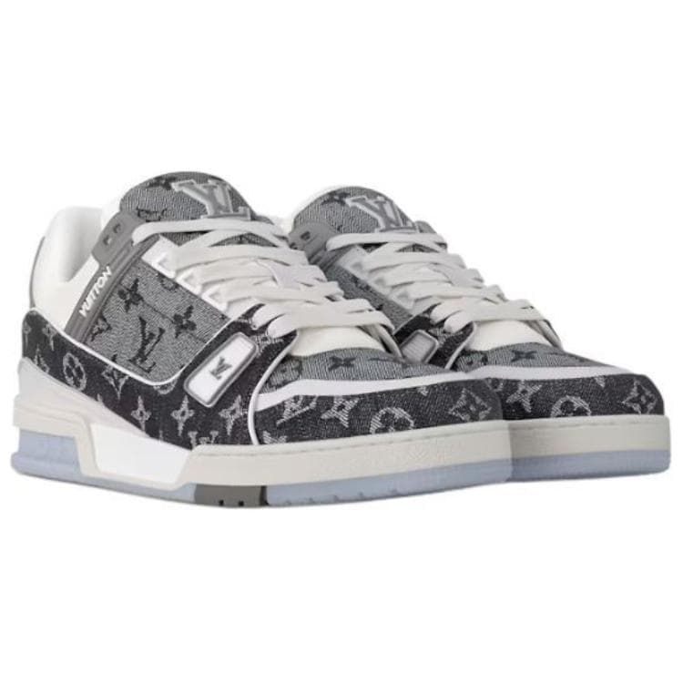 LOUIS VUITTON Trainer Low-Top Skateboard Shoes Unisex Black White 5