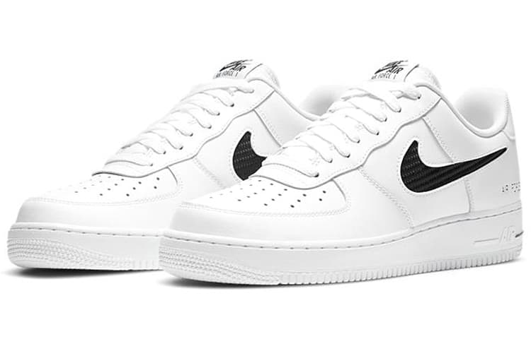 Nike Air Force 1 Low Cut Out Swoosh White Black 6