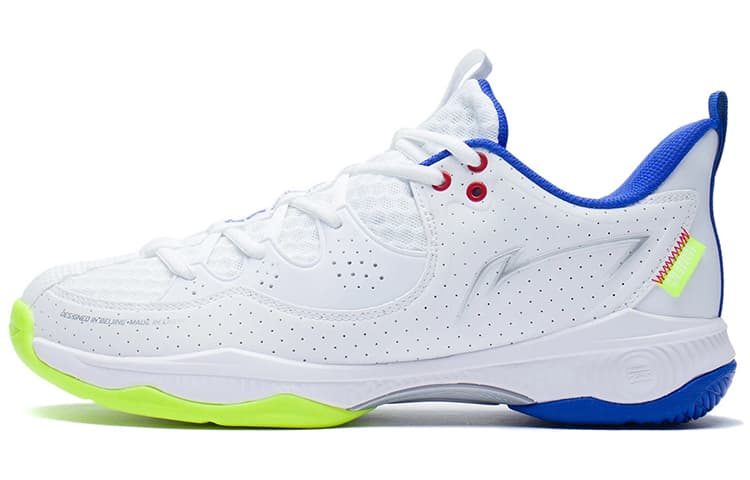 LiNing Battle Halberd Ⅲ LITE Cushioning Anti-Slip And Wear-Resistant Low-Top Badminton Shoes Unisex White Blue 2