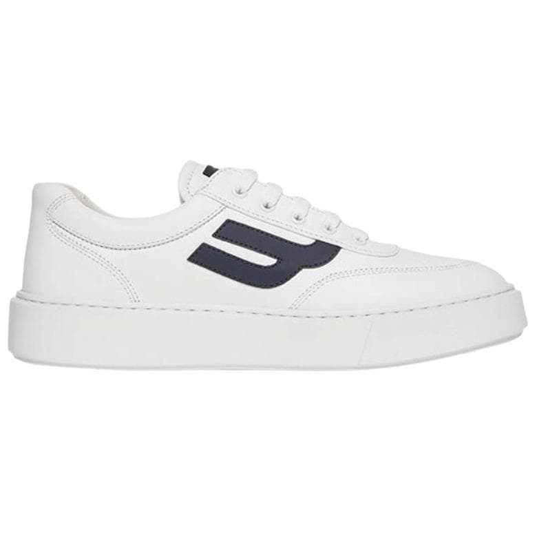 BALLY Calfskin Round Toe Lace-Up Flat Low-Top Skate Shoes Men's White 3