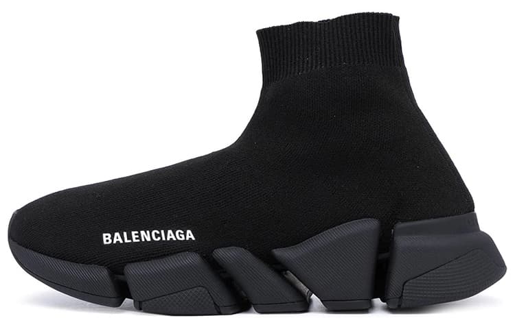 Balenciaga Speed 2.0 Sneakers 'Black Shiny Knit With Black Sole Unit' Women's